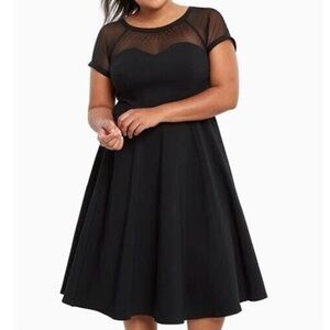Torrid Black Mesh Retro Pinup Midi Dress